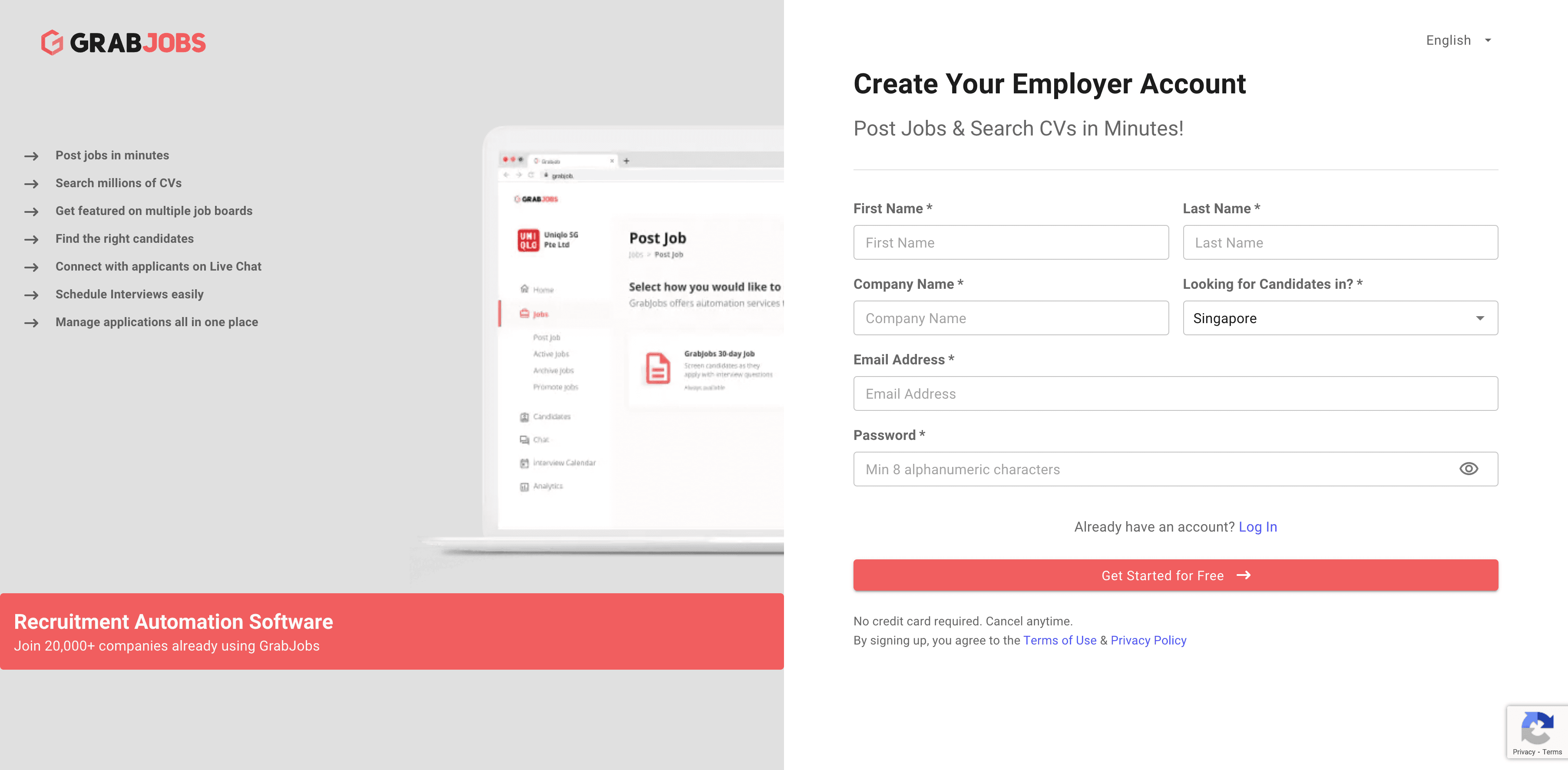 GrabJobs Employer Dashboard